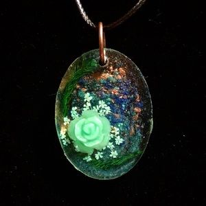 Floral Wearable Resin Art Pendant Necklace